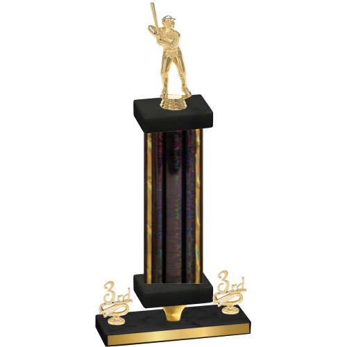 Premium Single Black Glacier Third Place Baseball Trophy