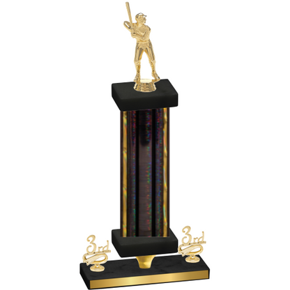 Premium Single Black Glacier Third Place Baseball Trophy