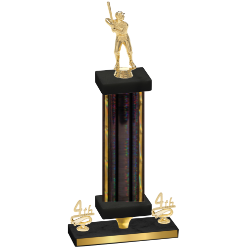 Premium Single Black Glacier Fourth Place Baseball Trophy