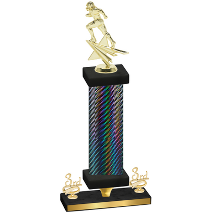 Premium Single Black Carbon Fiber Third Place Football Trophy