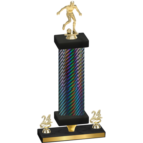 Premium Single Black Carbon Fiber Year Soccer Trophy