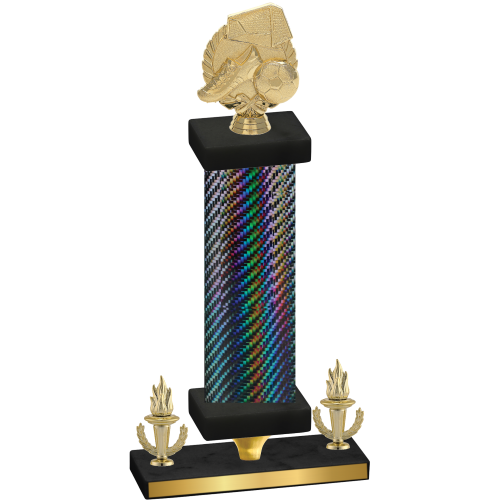 Premium Single Black Carbon Fiber Victory Soccer Trophy