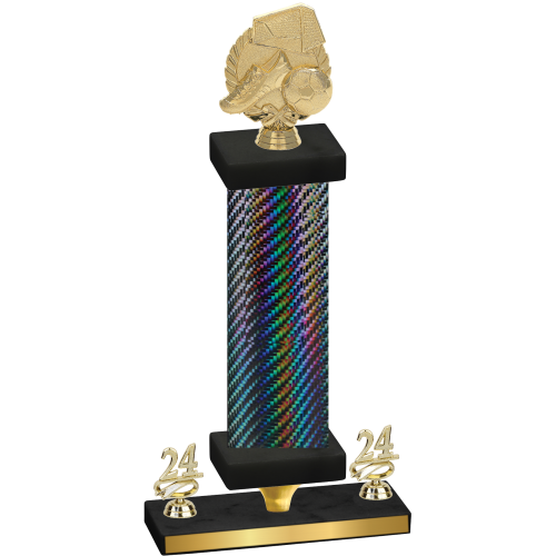 Premium Single Black Carbon Fiber Year Soccer Trophy