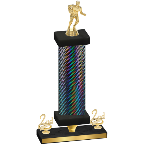 Premium Single Black Carbon Fiber Second Place Rugby Trophy