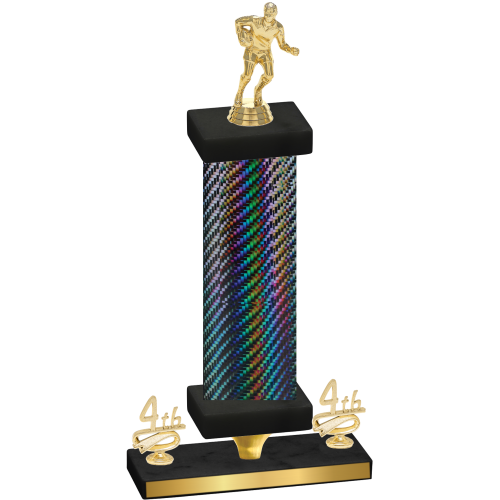 Premium Single Black Carbon Fiber Fourth Place Rugby Trophy