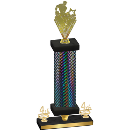 Premium Single Black Carbon Fiber Fourth Place Rugby Trophy