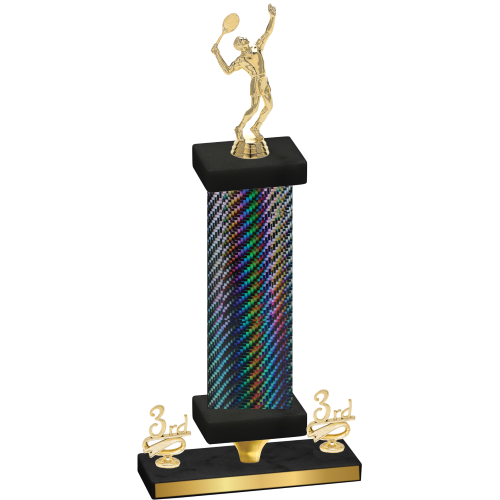 Premium Single Black Carbon Fiber Third Place Tennis Trophy