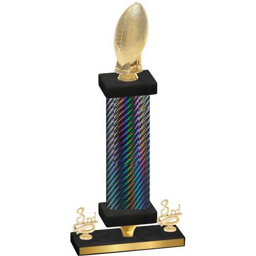 Premium Single Black Carbon Fiber Third Place Football Trophy