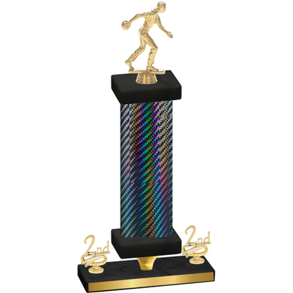 Premium Single Black Carbon Fiber Second Place Bowling Trophy