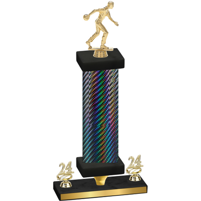 Premium Single Black Carbon Fiber Year Bowling Trophy