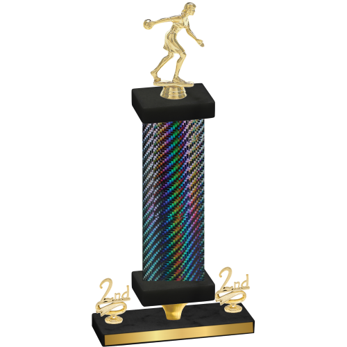 Premium Single Black Carbon Fiber Second Place Bowling Trophy