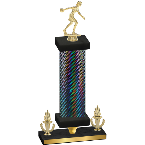 Premium Single Black Carbon Fiber Victory Bowling Trophy