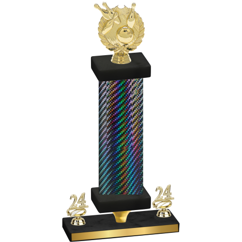 Premium Single Black Carbon Fiber Year Bowling Trophy