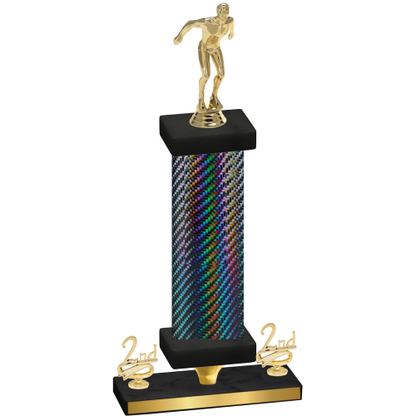 Premium Single Black Carbon Fiber Second Place Swimming Trophy