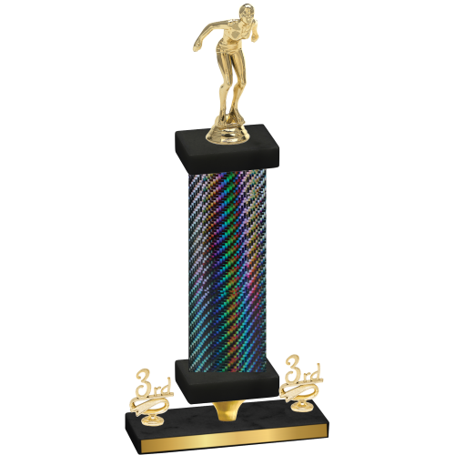 Premium Single Black Carbon Fiber Third Place Tennis Trophy