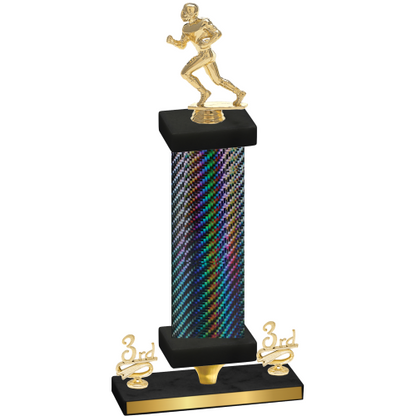 Premium Single Black Carbon Fiber Third Place Football Trophy