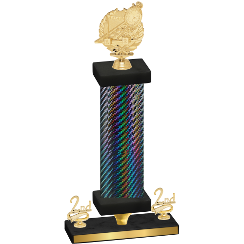 Premium Single Black Carbon Fiber Second Place Swimming Trophy