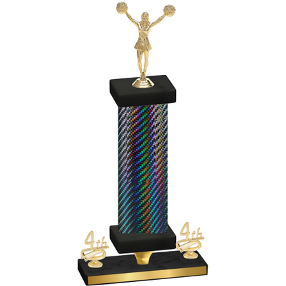 Premium Single Black Carbon Fiber Fourth Place Cheerleading Trophy