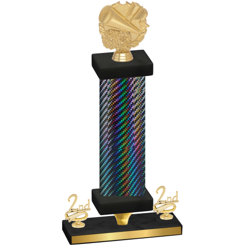 Premium Single Black Carbon Fiber Second Place Cheerleading Trophy