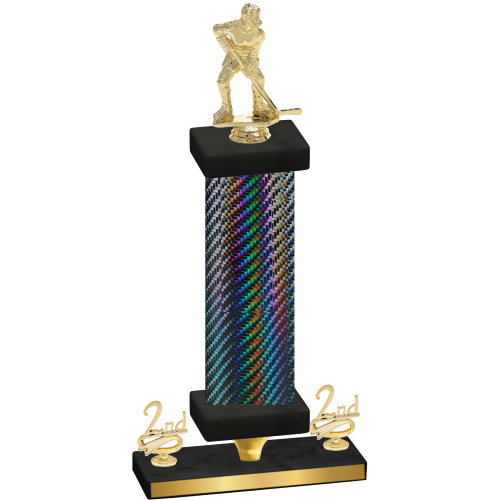 Premium Single Black Carbon Fiber Second Place Hockey Trophy
