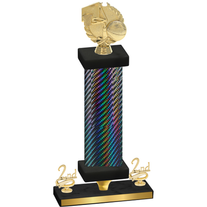 Premium Single Black Carbon Fiber Second Place Basketball Trophy