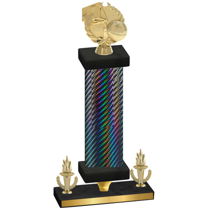 Premium Single Black Carbon Fiber Victory Basketball Trophy