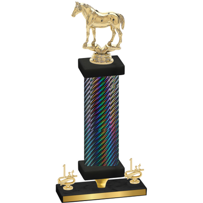 Premium Single Black Carbon Fiber First Place Horses Trophy
