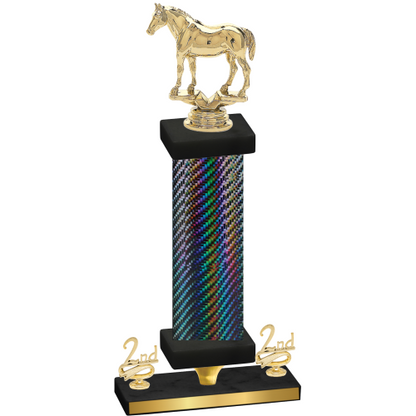 Premium Single Black Carbon Fiber Second Place Horses Trophy