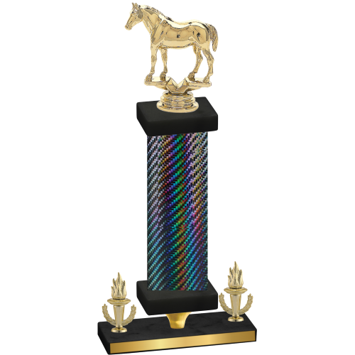 Premium Single Black Carbon Fiber Victory Horses Trophy