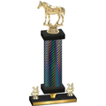 Premium Single Black Carbon Fiber Year Horses Trophy