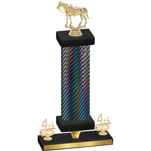 Premium Single Black Carbon Fiber Fourth Place Horses Trophy