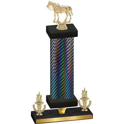 Premium Single Black Carbon Fiber Victory Horses Trophy