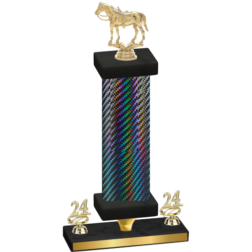 Premium Single Black Carbon Fiber Year Horses Trophy