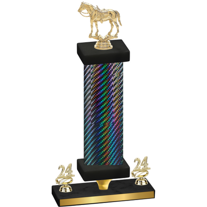 Premium Single Black Carbon Fiber Year Horses Trophy