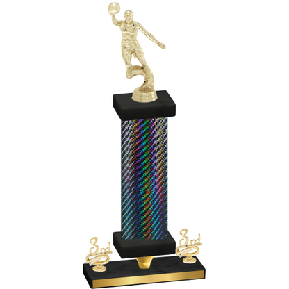 Premium Single Black Carbon Fiber Third Place Basketball Trophy