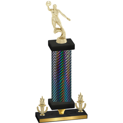 Premium Single Black Carbon Fiber Victory Basketball Trophy