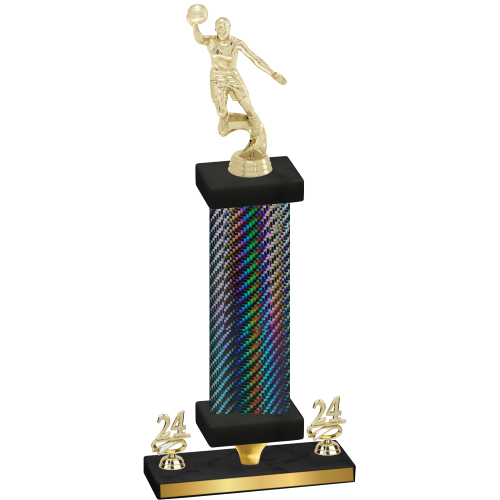 Premium Single Black Carbon Fiber Year Basketball Trophy