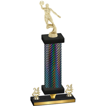 Premium Single Black Carbon Fiber Year Basketball Trophy