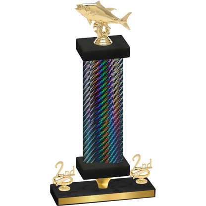 Premium Single Black Carbon Fiber Second Place Fishing Trophy