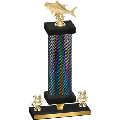 Premium Single Black Carbon Fiber Year Fishing Trophy