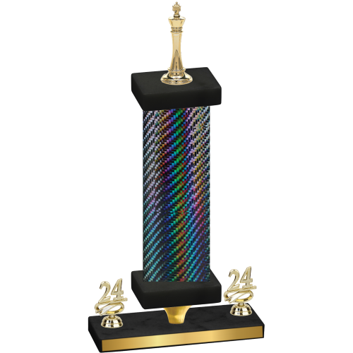 Premium Single Black Carbon Fiber Year Chess Trophy