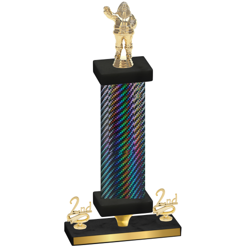 Premium Single Black Carbon Fiber Second Place Holiday Trophy