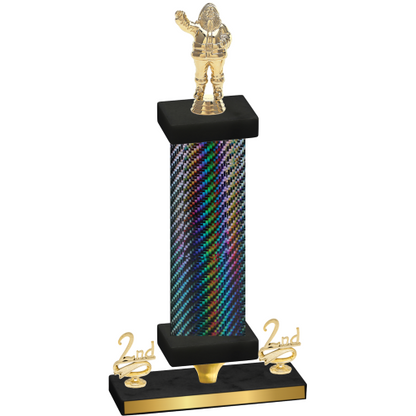 Premium Single Black Carbon Fiber Second Place Holiday Trophy