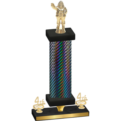 Premium Single Black Carbon Fiber Fourth Place Holiday Trophy