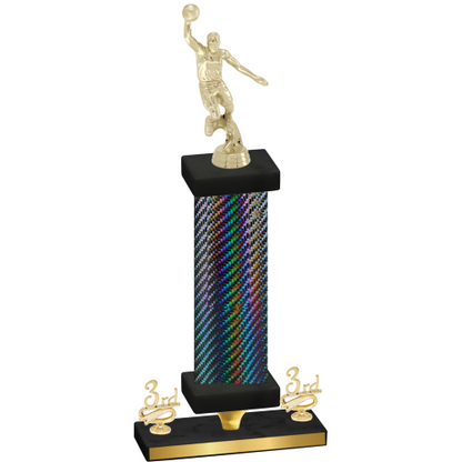 Premium Single Black Carbon Fiber Third Place Basketball Trophy