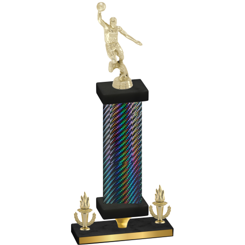 Premium Single Black Carbon Fiber Victory Basketball Trophy
