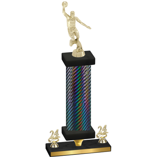 Premium Single Black Carbon Fiber Year Basketball Trophy