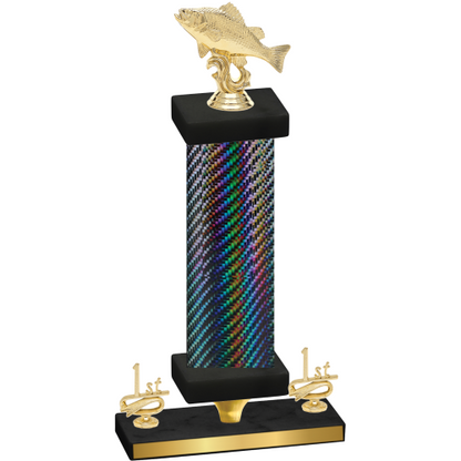 Premium Single Black Carbon Fiber First Place Fishing Trophy