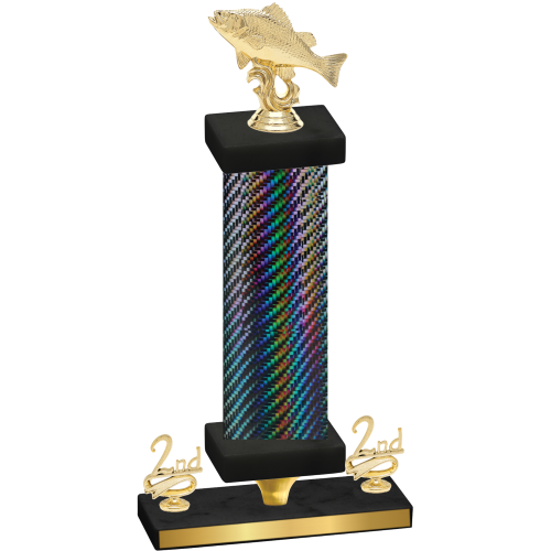Premium Single Black Carbon Fiber Second Place Fishing Trophy