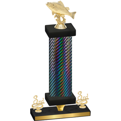 Premium Single Black Carbon Fiber Third Place Fishing Trophy